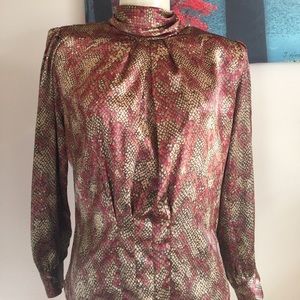 Vintage NICOLA Long Sleeve Snake Print Blouse